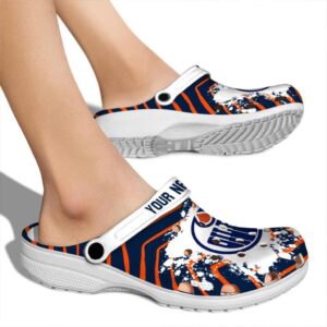 custom edmonton oilers zigzag paint burst clog fashion forward