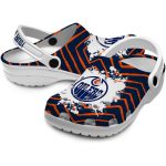 custom edmonton oilers zigzag paint burst clog best selling