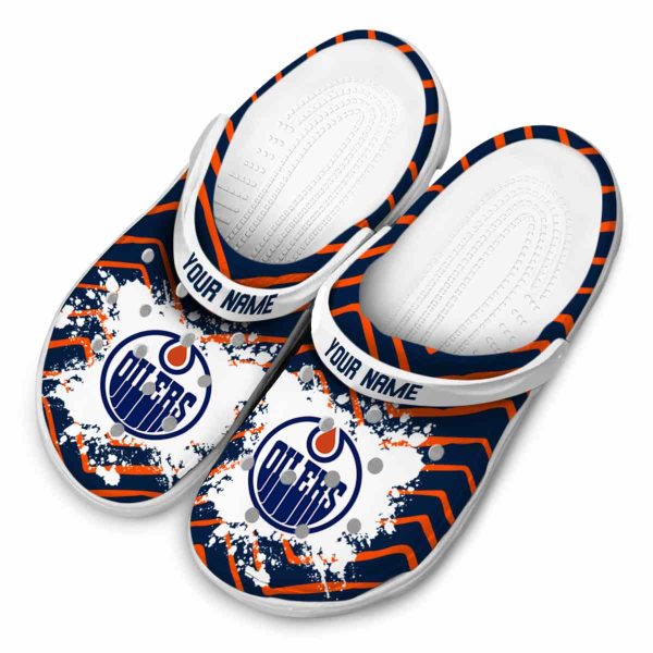 custom edmonton oilers zigzag paint burst clog latest model