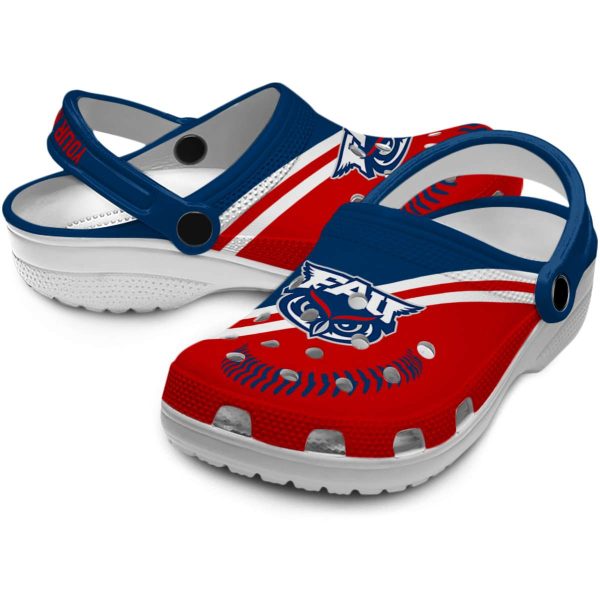 custom florida atlantic owls baseball motif clog high quality
