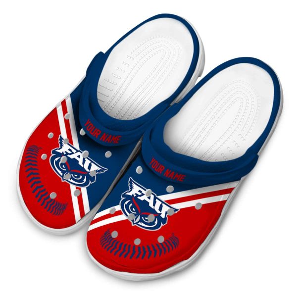 custom florida atlantic owls baseball motif clog latest model