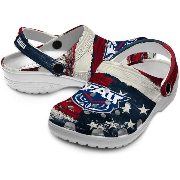 custom florida atlantic owls patriotic stripes clog high quality