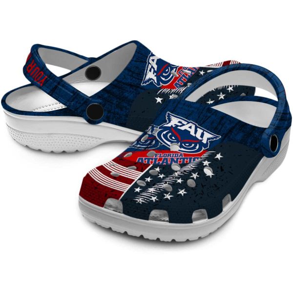 custom florida atlantic owls star spangled side pattern clog high quality