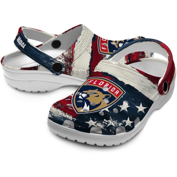 custom florida panthers patriotic stripes clog high quality