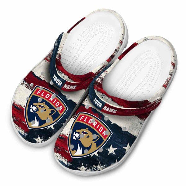 custom florida panthers patriotic stripes clog latest model