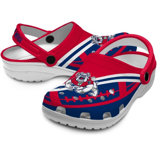 custom fresno state bulldogs football motif clog high quality