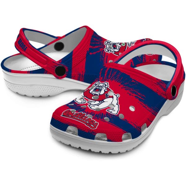 custom fresno state bulldogs paint splatter graphics clog high quality
