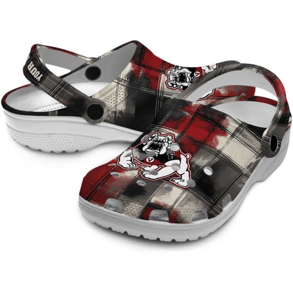 custom fresno state bulldogs plaid fusion clog high quality