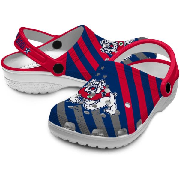 custom fresno state bulldogs star spangled graphic clog high quality