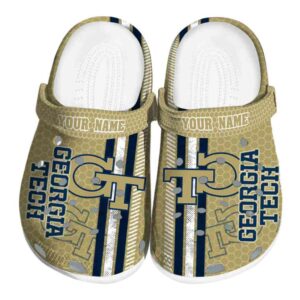 custom georgia tech yellow jackets contrasting stripes clog best selling