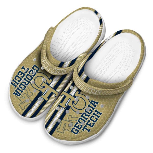 custom georgia tech yellow jackets contrasting stripes clog latest model