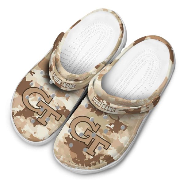 custom georgia tech yellow jackets desert camo clog latest model
