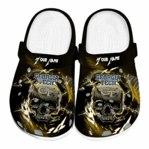 custom georgia tech yellow jackets gothic skull clog best selling