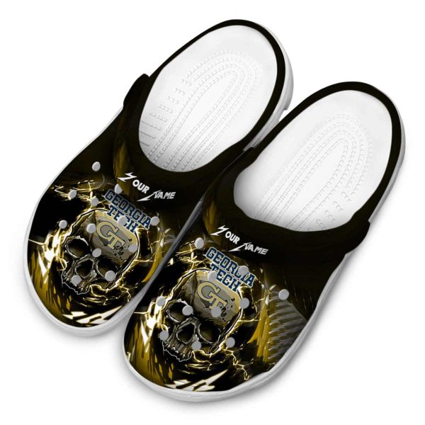 custom georgia tech yellow jackets gothic skull clog latest model