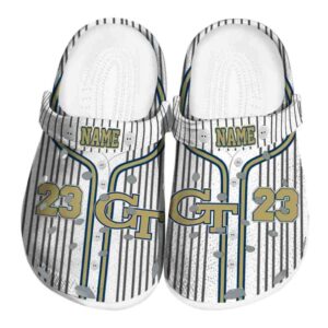 custom georgia tech yellow jackets pinstripe pattern clog best selling
