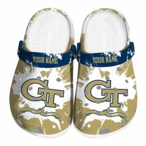 custom georgia tech yellow jackets splatter pattern clog best selling