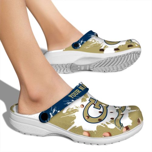 custom georgia tech yellow jackets splatter pattern clog fashion forward