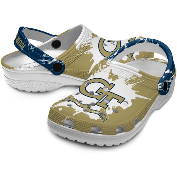 custom georgia tech yellow jackets splatter pattern clog high quality