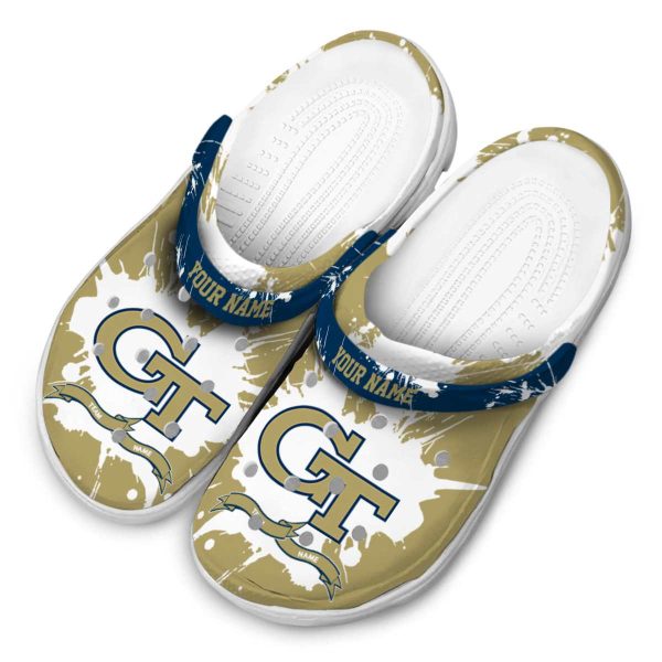 custom georgia tech yellow jackets splatter pattern clog latest model