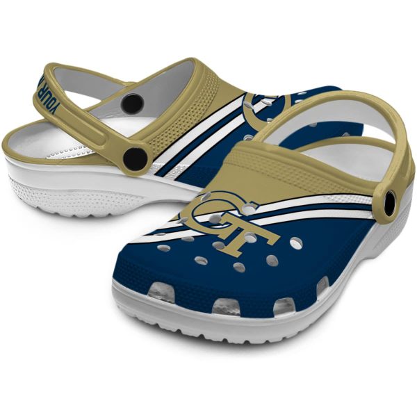 custom georgia tech yellow jackets striped accents clog high quality