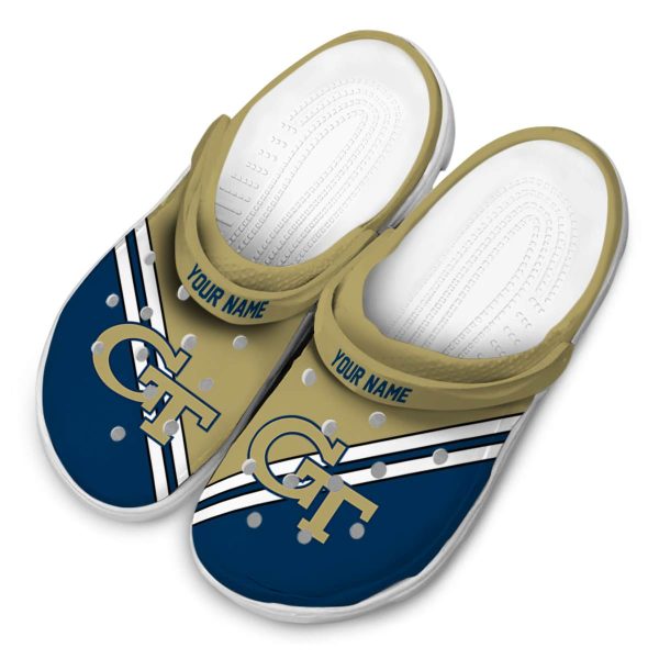 custom georgia tech yellow jackets striped accents clog latest model