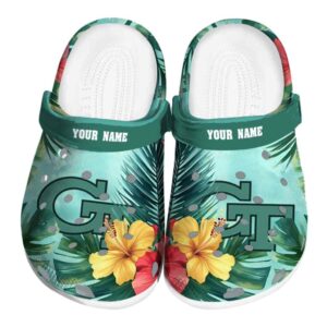custom georgia tech yellow jackets tropical vibes clog best selling