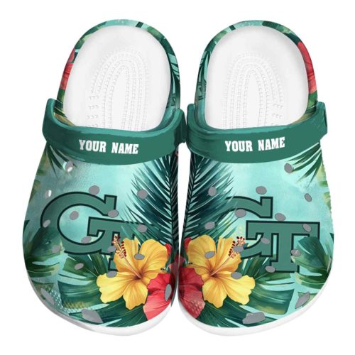 custom georgia tech yellow jackets tropical vibes clog best selling