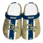 custom georgia tech yellow jackets vertical stripes clog best selling
