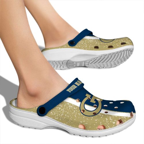 custom georgia tech yellow jackets vertical stripes clog fashion forward
