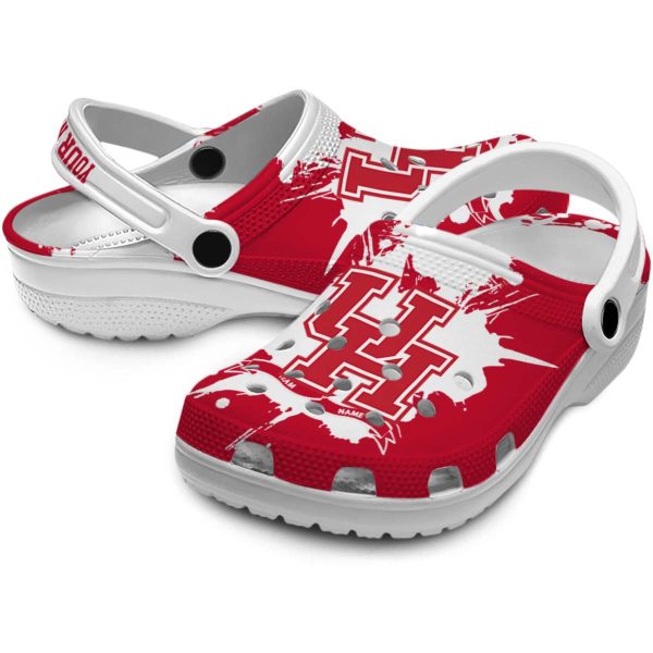 custom houston cougars splatter pattern clog high quality