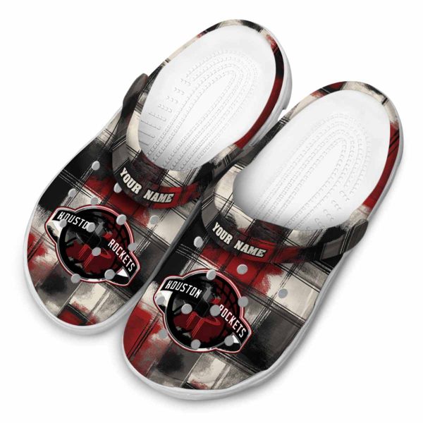 custom houston rockets plaid fusion clog latest model