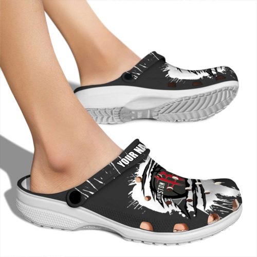 custom houston rockets splash motif background clog fashion forward