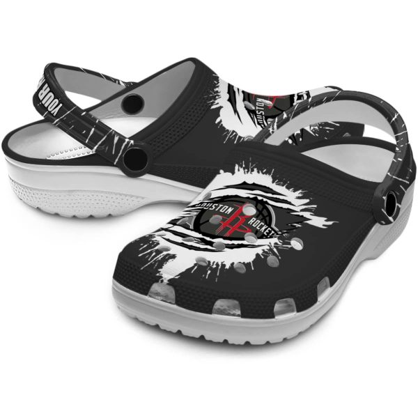custom houston rockets splash motif background clog high quality