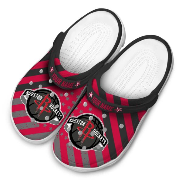 custom houston rockets star spangled graphic clog latest model