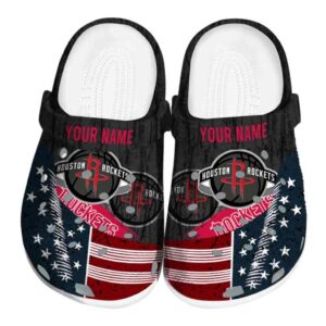 custom houston rockets star spangled side pattern clog best selling