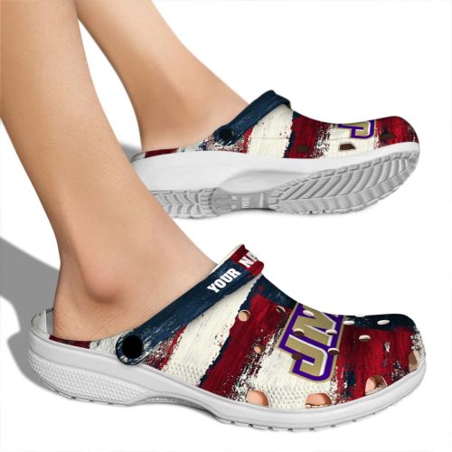 custom james madison dukes patriotic stripes clog fashion forward