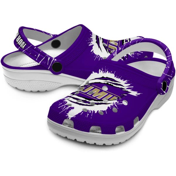 custom james madison dukes splash motif background clog high quality