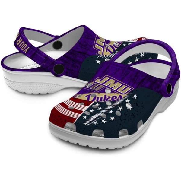 custom james madison dukes star spangled side pattern clog high quality