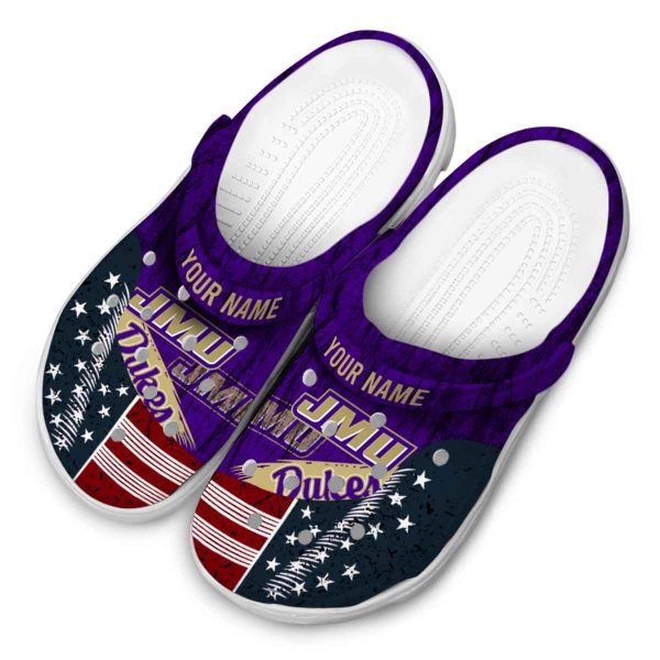custom james madison dukes star spangled side pattern clog latest model
