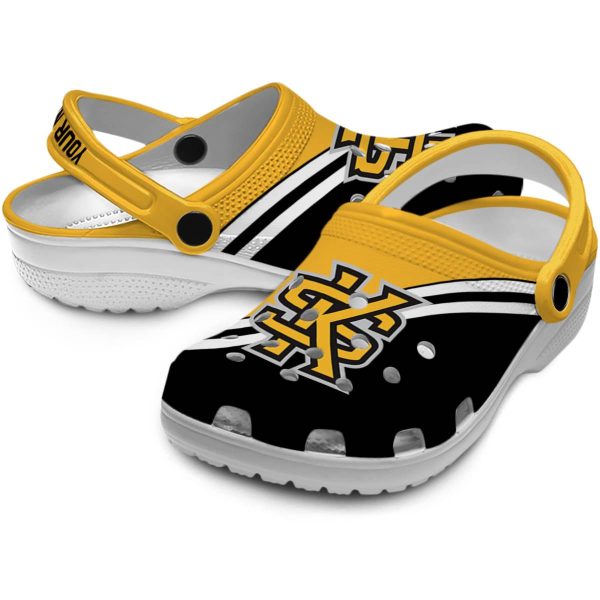 custom kennesaw state owls striped accents clog high quality