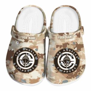 custom los angeles clippers desert camo clog best selling