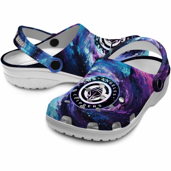 custom los angeles clippers galaxy swirl clog high quality