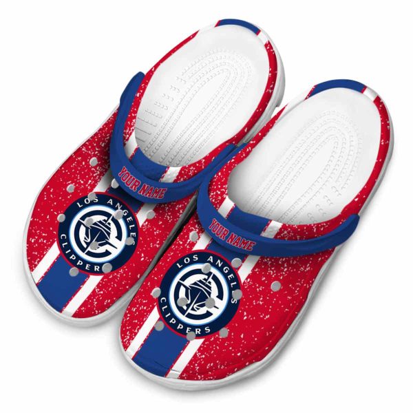 custom los angeles clippers vertical stripes clog latest model
