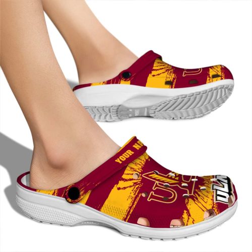 custom louisiana monroe warhawks paint splatter graphics clog fashion forward