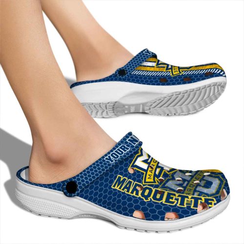 custom marquette golden eagles contrasting stripes clog fashion forward