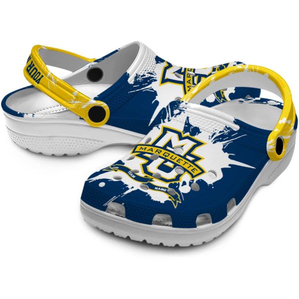custom marquette golden eagles splatter pattern clog high quality