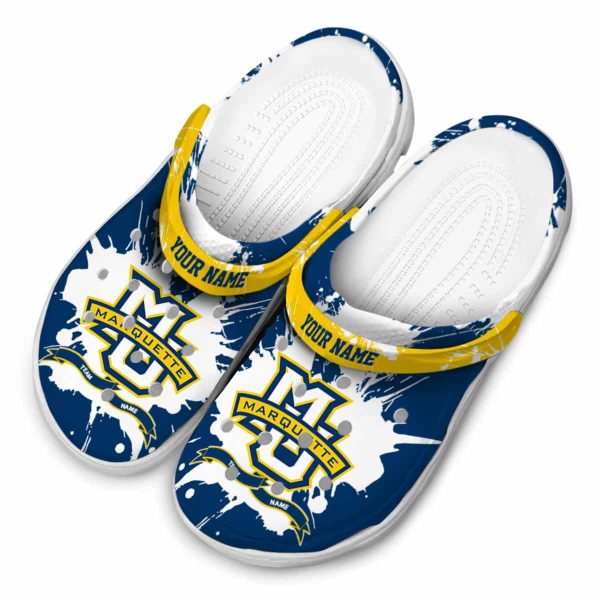 custom marquette golden eagles splatter pattern clog latest model