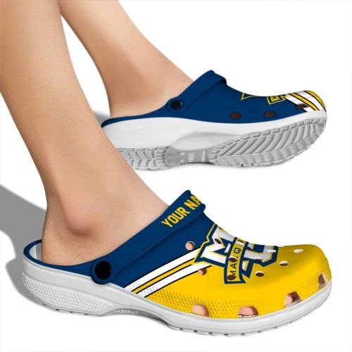 custom marquette golden eagles striped accents clog fashion forward