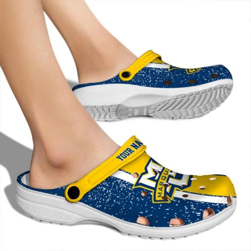 custom marquette golden eagles vertical stripes clog fashion forward