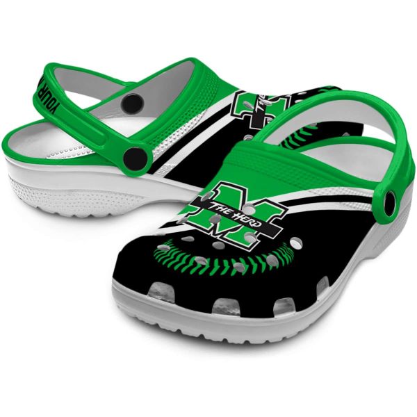 custom marshall thundering herd baseball motif clog high quality